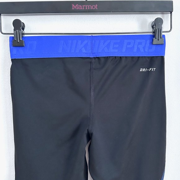 NIKE PRO Dri Fit Polyester Spandex Black & Purple Crop Pants Small - Picture 4 of 8